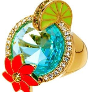 Size 6 Kate Spade Out of Office Cocktail Ring Lime Flower New w/ Tags + Dust Bag